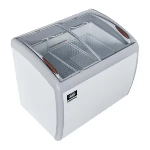 Nexel 39" Wide Ice Cream Freezer - Curved Glass Lid - White