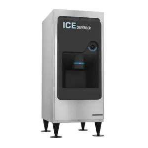 Hoshizaki 22″ Wide Hotel/Motel Ice Dispenser - 130 lbs. Capacity – Stainless Steel Exterior