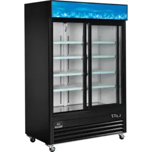 Nexel 45 Cu. Ft. Merchandiser Refrigerator - 2 Glass Doors - Black