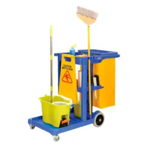 Global Industrial Janitor Cart with 25 Gallon Vinyl Bag - Blue