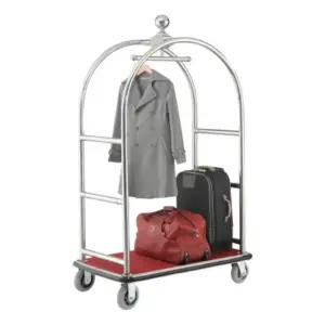Global Industrial Bellman Cart with Curved Uprights - 6" Casters - Silver Stainless Steel